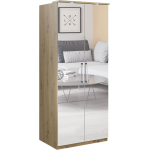 Szafa w nowoczesnym stylu dwudrzwiowa 90 cm z lustrem na froncie - OLIVER Dąb Artisan / Lustro