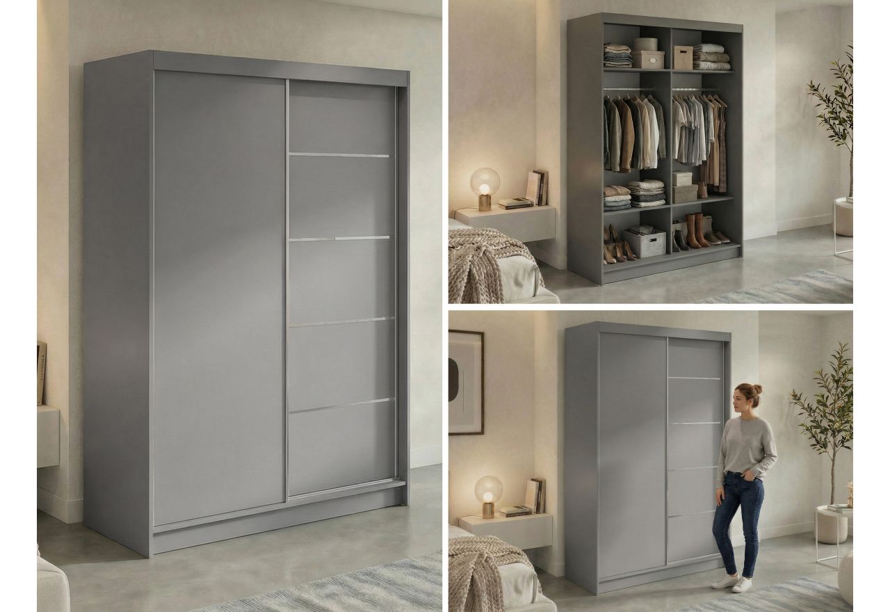 Szafa przesuwna MACEDONIA 150 cm - szary