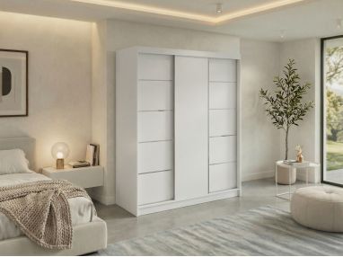 Szafa przesuwna MACEDONIA 180 - biały + 2 szuflady