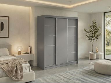 Szafa przesuwna MACEDONIA 180 - szary + 2 szuflady