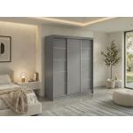 Szafa przesuwna MACEDONIA 180 cm - szary + 2 szuflady