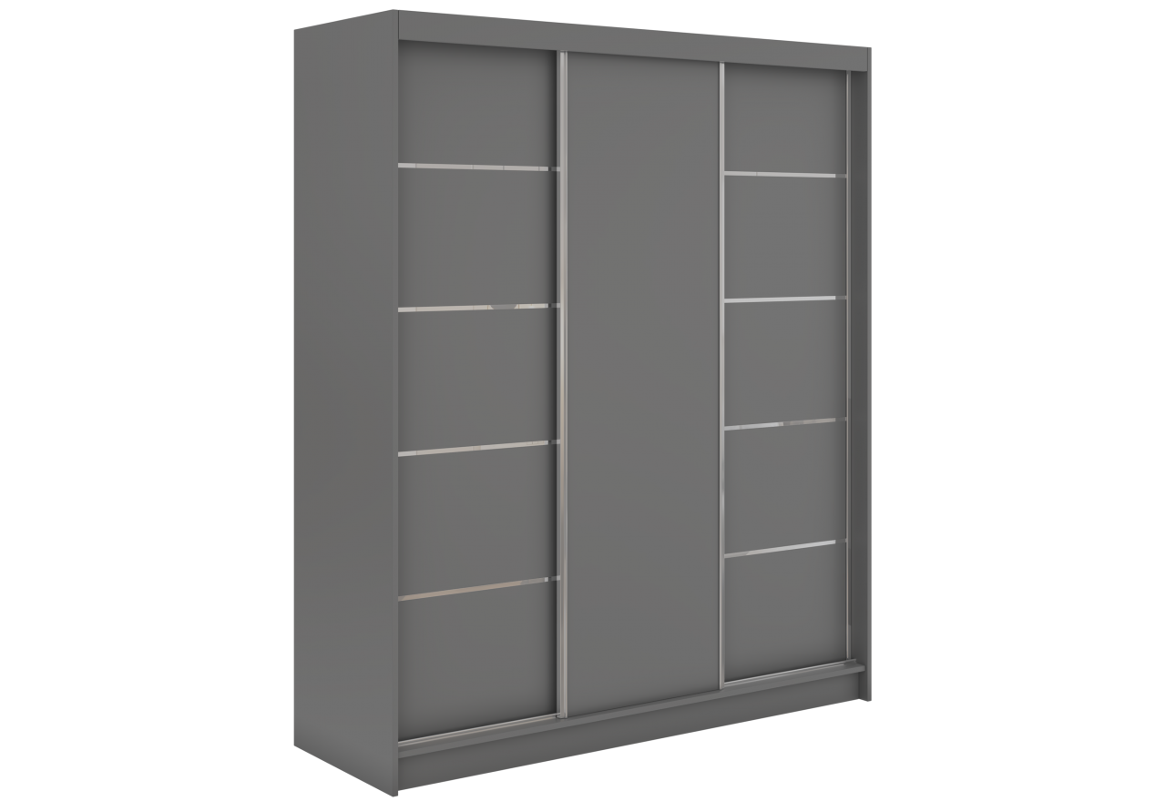 Szafa przesuwna MACEDONIA 180 cm - szary + 2 szuflady