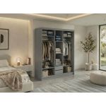 Szafa przesuwna MACEDONIA 180 cm - szary + 2 szuflady