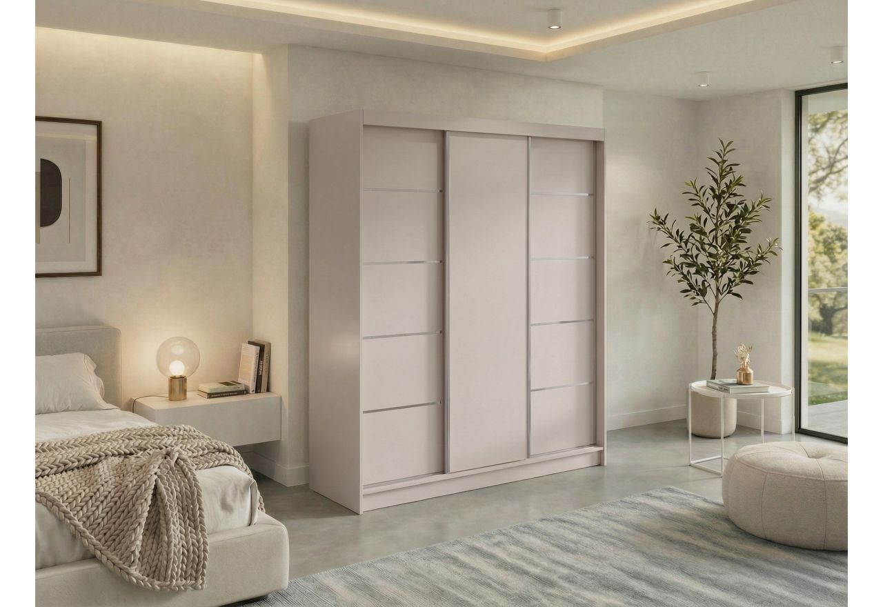 Szafa przesuwna MACEDONIA 180 cm - kaszmir + 2 szuflady