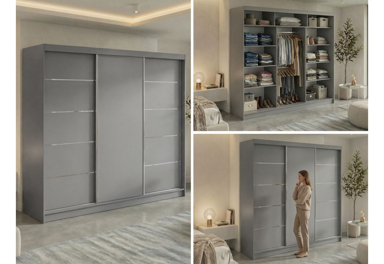 Szafa przesuwna MACEDONIA 240 cm - szary