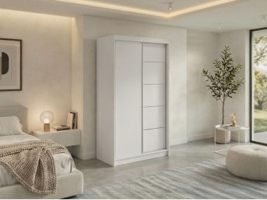 Szafa przesuwna MACEDONIA 120 - biały + 2 szuflady