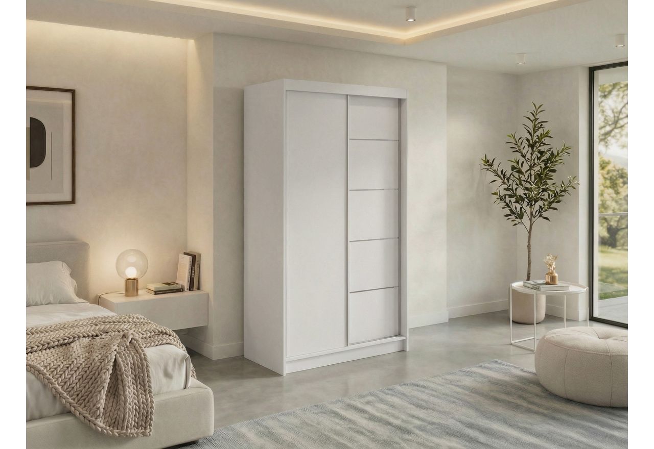 Szafa przesuwna MACEDONIA 120 cm - biały + 2 szuflady