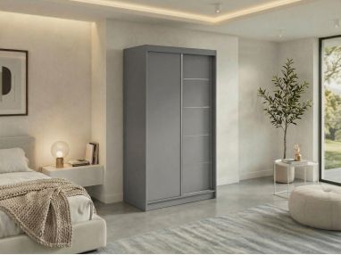 Szafa przesuwna MACEDONIA 120 - szary + 2 szuflady