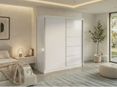 Szafa przesuwna MACEDONIA 200 - biały + 4 szuflady