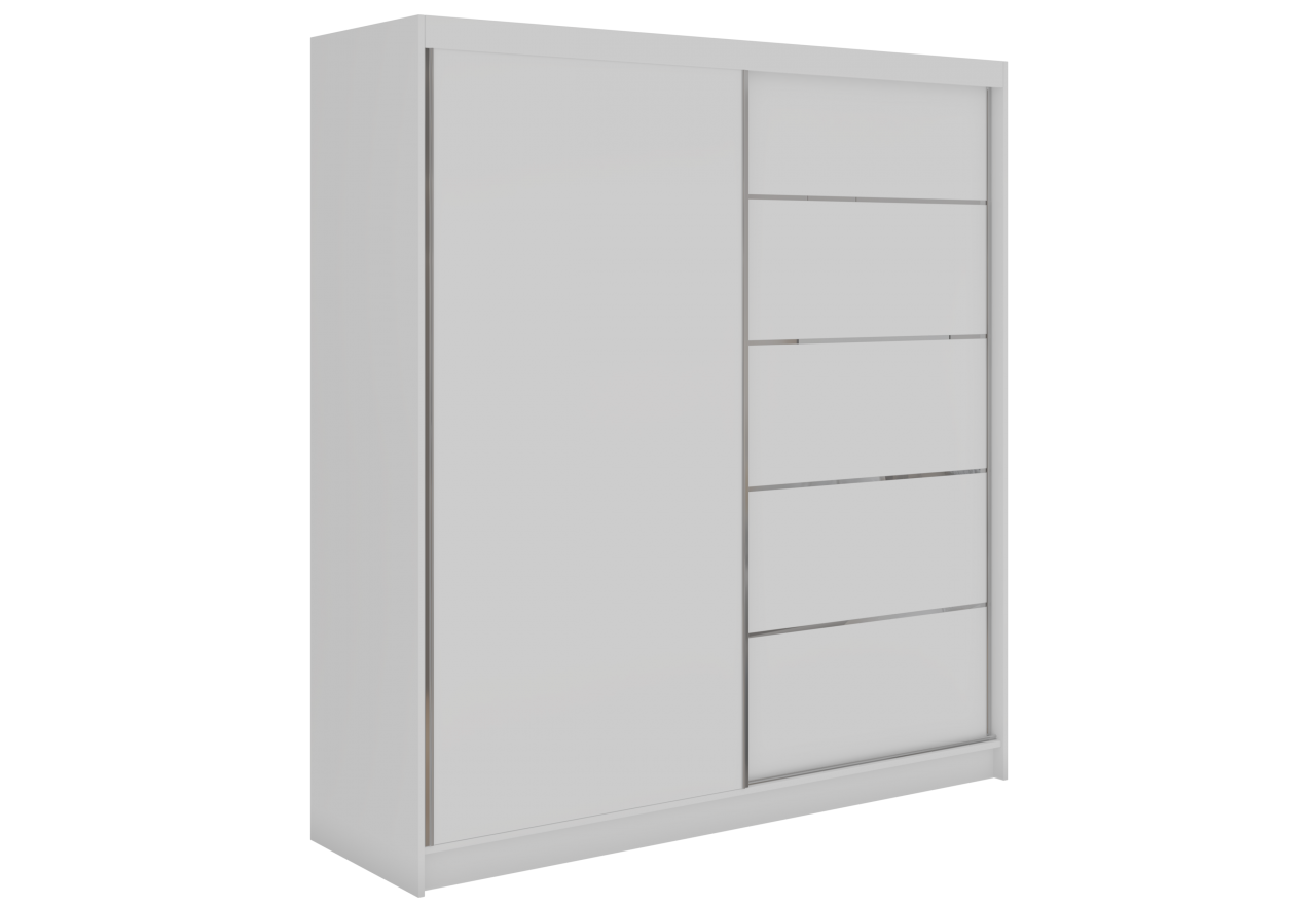 Szafa przesuwna MACEDONIA 200 - biały + 4 szuflady