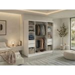 Szafa przesuwna MACEDONIA 200 - biały + 4 szuflady