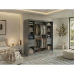 Szafa przesuwna MACEDONIA 200 - szary + 4 szuflady