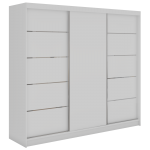 Szafa przesuwna MACEDONIA 240 cm - biały + 4 szuflady