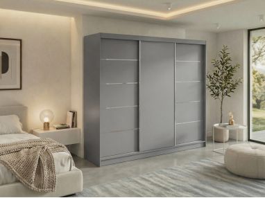 Szafa przesuwna MACEDONIA 240 - szary + 4 szuflady