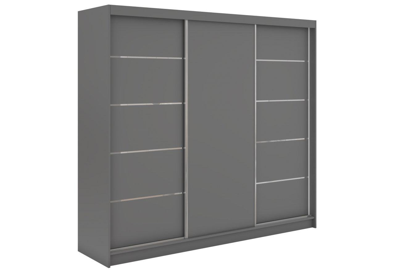 Szafa przesuwna MACEDONIA 240 cm - szary + 4 szuflady
