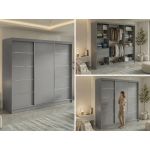Szafa przesuwna MACEDONIA 240 cm - szary + 4 szuflady