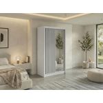 Szafa przesuwna LAOS 120 cm - biały, lamele czarne, lustro