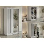 Szafa przesuwna LAOS 120 cm - biały, lamele czarne, lustro