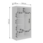 Szafa przesuwna LAOS 120 cm - biały, lamele dąb aristan, lustro