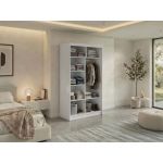 Szafa przesuwna LAOS 120 cm - biały, lamele dąb aristan, lustro