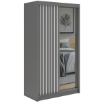 Szafa przesuwna LAOS 120 cm - szary, lamele białe, lustro