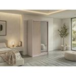 Szafa przesuwna LAOS 120 cm - kaszmir, lamele dąb aristan, lustro