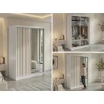 Szafa przesuwna LAOS 150 cm - biały, lamele dąb aristan, lustro