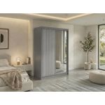 Szafa przesuwna LAOS 150 cm - szary, lamele białe, lustro