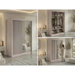 Szafa przesuwna LAOS 150 cm - kaszmir, lamele czarne, lustro