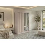 Szafa przesuwna LAOS 150 cm - kaszmir, lamele dąb aristan, lustro