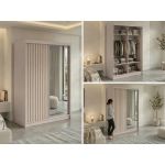 Szafa przesuwna LAOS 150 cm - kaszmir, lamele dąb aristan, lustro