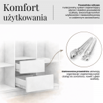 Szafa przesuwna LAOS 180 cm - biały, lamele czarne, lustro + 2 szuflady