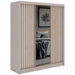 Szafa przesuwna LAOS 180 cm - kaszmir, lamele dąb aristan, lustro + 2 szuflady