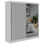 Szafa przesuwna LAOS 200 - biały, lamele czarne, lustro