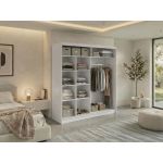 Szafa przesuwna LAOS 200 - biały, lamele czarne, lustro