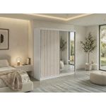 Szafa przesuwna LAOS 200 - biały, lamele dąb aristan, lustro