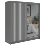 Szafa przesuwna LAOS 200 - szary, lamele białe, lustro