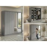 Szafa przesuwna LAOS 200 - szary, lamele białe, lustro