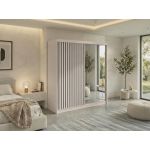 Szafa przesuwna LAOS 200 - kaszmir, lamele czarne, lustro