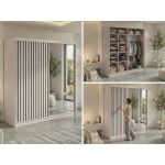 Szafa przesuwna LAOS 200 - kaszmir, lamele czarne, lustro