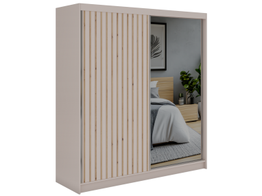 Szafa przesuwna LAOS 200 - kaszmir, lamele dąb aristan, lustro