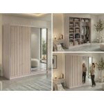 Szafa przesuwna LAOS 200 - kaszmir, lamele dąb aristan, lustro