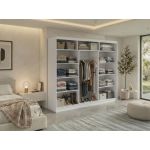 Szafa przesuwna LAOS 240 cm - biały, lamele czarne, lustro