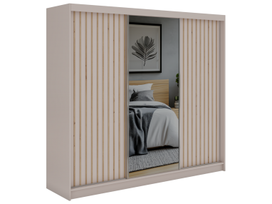 Szafa przesuwna LAOS 240 - kaszmir, lamele dąb aristan, lustro