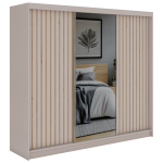 Szafa przesuwna LAOS 240 cm - kaszmir, lamele dąb aristan, lustro