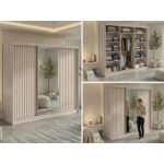 Szafa przesuwna LAOS 240 cm - kaszmir, lamele dąb aristan, lustro