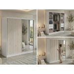 Szafa przesuwna LAOS 200 - biały, lamele dąb aristan, lustro + 4 szuflady