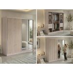 Szafa przesuwna LAOS 200 - kaszmir, lamele dąb aristan, lustro + 4 szuflady