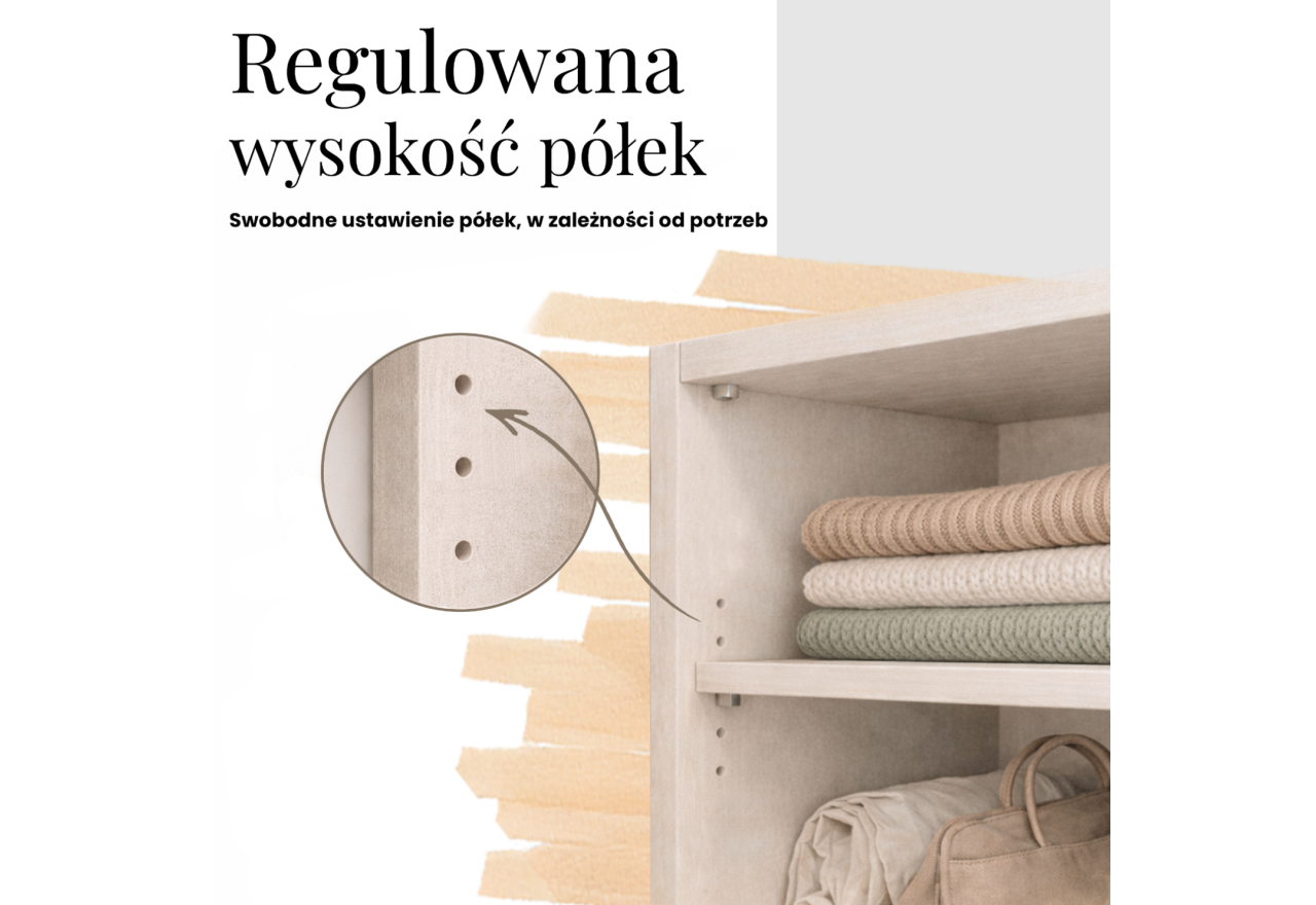 Szafa przesuwna LAOS 240 cm - biały, lamele czarne, lustro + 4 szuflady