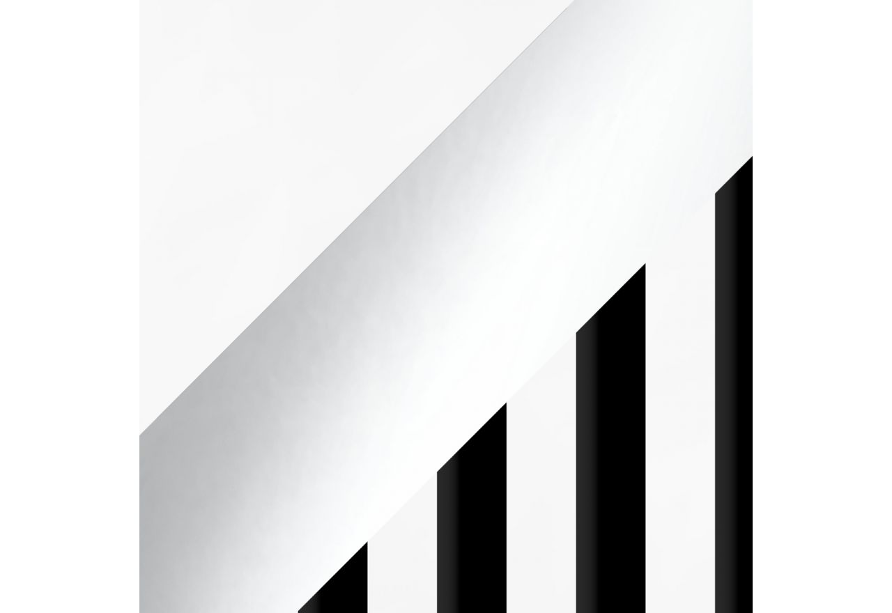 Szafa przesuwna LAOS 240 cm - biały, lamele czarne, lustro + 4 szuflady